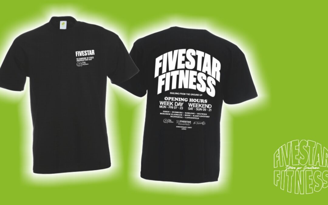 Werbeshirts für Fitnessstudiokette Fivestar